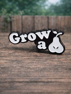 Funny Grow A Pear Enamel Pin Sarcastic Humor Brooch Bold Statement Gift